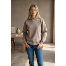 Flovmix Üç İplik Sweat Kapüşonlu Taş