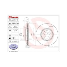 Brembo 09a82010 Ön Fren Diski Havalı A4 8ec 2.0 Tdı 06- A4 8k2 A4 Avant 8k5 1.8 Tfsı/1.8 Tfsı Quattro/2.0 Tfsı/2.0 986479467-df4866s 8k0615301 -