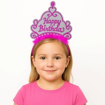 Pembe Happy Birthday Prenses Tacı Doğum Günü Taç Aksesuarı N712