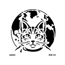 Airbrush Tattoo Dünya Kedi Yapışkanlı Stencil Süsleme Ve Boyama Kalıbı Stencil Kalıp