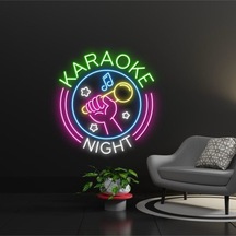 Karaoke Nıght Yazılı Ve Şekilli Neon Tabela Çok Renkli