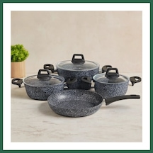 Bezos 7 Parça Granit Tencere Ve Tava Seti 20-24cm Derin, 27cm Cam Kapak, 26cm Tava Bzs01