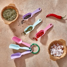 6 Adet Renkli Baharat Kaşıkları Kahve Şeker Çok Amaçlı