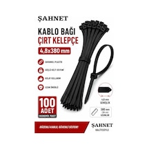 Şahnet 4,8x380 Mm Siyah Kablo Bağı 100'lü Paket Çırt Kelepçe Plastik Kablo Toplama Bağı Güçlü Kilitli