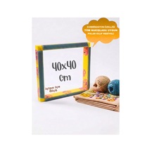 Sarı Çiçekli 40x40 Cm Kombinasyon Özellikli Punch Ve Tüm Nakışlara Uygun İğneli/telli Ahşap Kasnak Kılıf Hediye Be