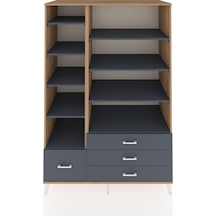 Kronos Dolap 9 Raflı 4 Çekmeceli 132x59x195 Çam-antrasit/antrasit Antrasıt/antrasıt