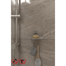 Alper Banyo Krom Güçlü Yapışkanlı Duvara Asılabilir Sabunluk - Metal Katı Sabunluk - Mutfak Sabunluğu