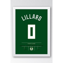 Damian Lillard Forma Çerçeveli Tablo - Nba Milwaukee Bucks Jersey