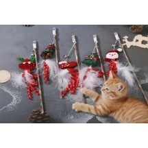 Yılbaşı Temalı Zilli Kedi Oyun Oltası Çok renkli