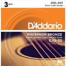 Daddario EJ153D 3 Paket Akustik Gitar Tel Seti