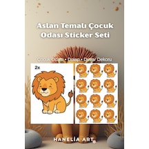 Aslan Temalı Çocuk Odası Sticker Seti 2 Farklı Boy Dolap Ve Duvar Dekoru Çok Renkli