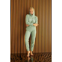 Kadın Pijama Takımı Polar Fitilli Kapşonlu Renkli Yazılı 3720