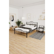 Argimo Orkide Çift Kişilik Ferforje Metal Karyola Siyah 150 x 200