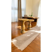 Simillo Wood Ahşap 2'li Set Vazo Model Mantar Yan Sehpa Modern Fiskos / Koyu Ceviz Ren Kod:trd10726 Kahverengi