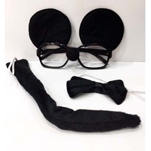 Mickey Mouse Gözlüğü Papyonu Kuyruğu Seti 2