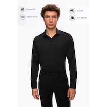 Twn Slim Fit Siyah Düz Gömlek 5ef02ad10288m 001