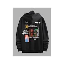 Medinenur Unisex Brothers Baskılı Kapüşonlu Sweatshirt siyah