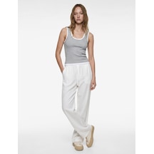 Koton Slim Fit Kolsuz Biyeli U Yaka Kaşkorse Bluz Gri Melanj 6sal30231ık