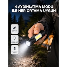 Mey İthalat Ultra Dayanıklı 4 Mod Şarjlı Işıldak Suya Ve Darbeye Dayanıklı 100.000 Saat Led Ömrü