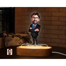 Bk Gift Kişiye Özel Baba Karikatürlü Dekoratif 3d Biblo Led Işıklı Gece Lambası-1, Babaya Hediye, Babalar Günü Hediyeleri Kobitmeyen138228 Bk Gift