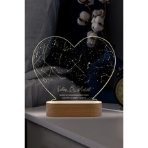 Masif Ahşap Tabanlı Usb Kablolu Pleksi Led Gece Lambası