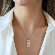 Kutup Yıldızı Rose Gold Asansörlü Gümüş Kolye Gümüş