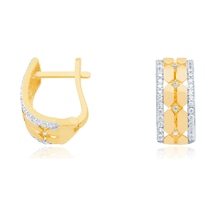 Diamond Line - Gülaylar - Sarı Beyaz Altın 14 Ayar Trend Küpe N11.9255