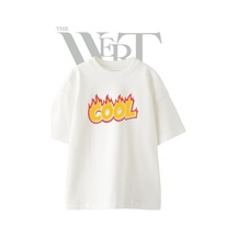 Thewert Cool Alevli Tasarım Baskılı Ünisex Beyaz Oversize T-shirt