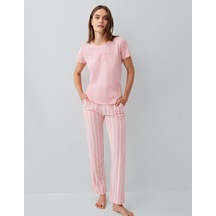 Pierre Cardin 9150 Modal Pamuk Cepli Kısa Kol Kadın Pijama Takımı Somon