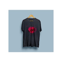 Bahriyeli Collection Oversize Love / Aşk Ve Kalp Tasarım Unisex T-shirt Siyah