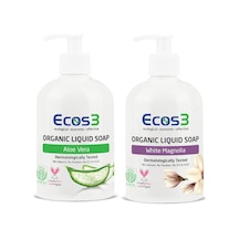 Ecos3 Organik Aloe Vera Sıvı Sabun 500 ML + Beyaz Manolya Sıvı Sabun 500 ML