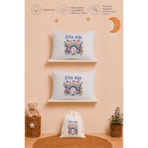 İsme Özel Kız Bebek Hediyesi 2 Adet 35x45 %100 Pamuk Yastık Kılıfı Ve Ham Bez Bebek Kıyafet Kesesi 1045y2k0x