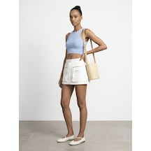 Dilvin 32941 Halter Yaka Crop Top-açık Mavi
