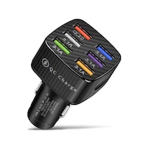 Createtech Usb Siyah Şarj Qc3.0 Işıldayan Cihazı Bk-360 Arada Araç 6'sı 3.1a 1 + Zj