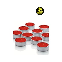 24 Adet Kırmızı Suda Yüzen Restoran Cafe Bar Sarı Mavi Kırmızı Pembe Renk Yuvarlak Tea Light Mum Kırmızı