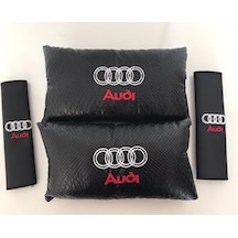 Audi Nakışlı Deri 1 Çift Boyun Yastık Ve 1 Çift Kemer Pedi (498363620)