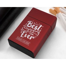 Bk Gift Kişiye Özel İsimli Babalar Günü Tasarımlı Kırmızı Metal Sigara Tabakası ,babalar Günü Hediyesi , Babaya Hediye , Sigara Tabakası-4