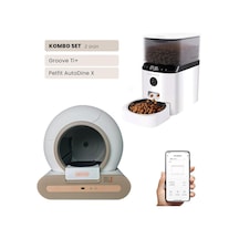 Groove Ti+ Wi-fi Akıllı Otomatik Kedi Tuvaleti Kahverengi + Petfit Autodine X 5l Wi-fi Kameralı Akıllı Otomatik Mama Kabı Besleme Ünitesi Bundle
