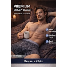 Mercan Çizgi Desenli Esnek Boxer - Gri Mercan Çizgi Desenli Esnek Boxer - Gri
