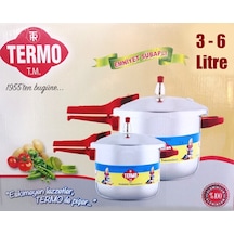 Termo 3 - 6 Litre 2li Düdüklü Tencere TEK KAPAKLI %100 Alüminyum Pres Baskı Bordo