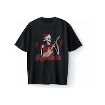 Bumeta Christmas Rock Jingle Bell Rockin Oversize Unisex Tişört T-shirt Siyah