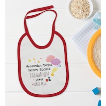 BK Kids Kişiye Özel Babaannem Tasarımlı Kırmızı Bebek Mama Önlüğü Kırmızı