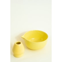 Seramik Parlak Sarı Matcha Kase Ve Whisk Tutacağı Set Sarı - 754499220 Sarı