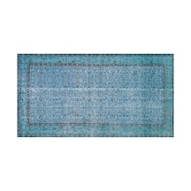 El Dokuması Vintage Yün-pamuk Mavi Halı 28385 145 X 264 Cm