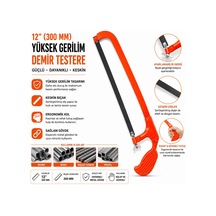 12 İnç 300 Mm Yüksek Gerilimli Demir Testeresi Ergonomik Saplı Metal Kesme Testeresi