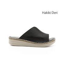 Gönderi(R) Gönderi R Siyah Dolgu Topuk Hakiki Deri Comfort Terlik Siyah