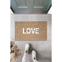 Beyaz Kapı Önü Paspası Yourself Love Desen K-3305 Renkli