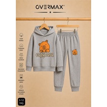 Overmax Capybara Baskılı Kapüşonlu Çocuk Eşofman Takımı 3-12 Yaş Gri Üst- Gri Alt - 916032676 Gri Üst- Gri Alt