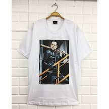 Unisex Beyaz The Walking Dead Baskılı Tişört Beyaz