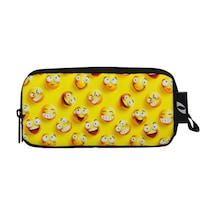 Cennec 173 - Emoji Yüz İfadeleri Sarı Renkli Kalem Çantası